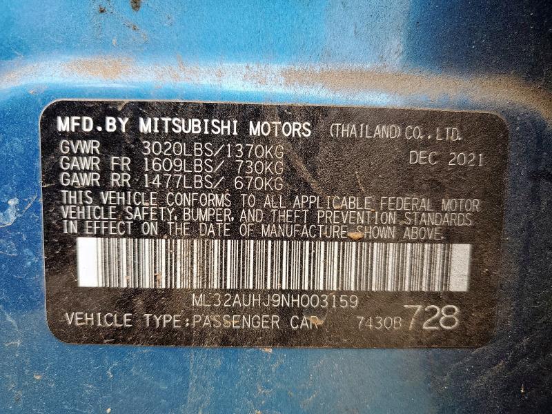 2022 MITSUBISHI MIRAGE ES ML32AUHJ9NH003159