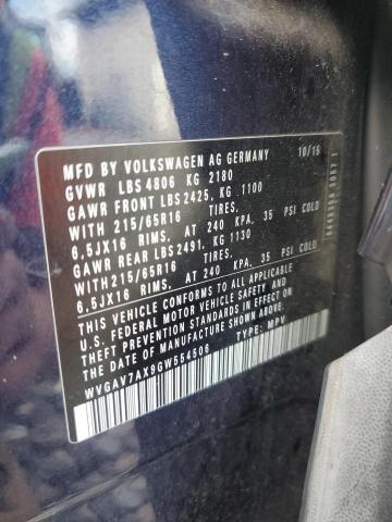 2016 VOLKSWAGEN TIGUAN S WVGAV7AX9GW554506