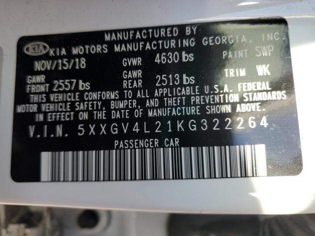 2019 KIA OPTIMA SXL 5XXGV4L21KG322264