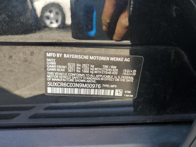 2022 BMW X5 XDRIVE4 - 5UXCR6C03N9M00976