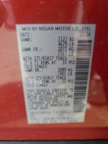 2017 NISSAN ROGUE SV - 5N1AT2MVXHC769012