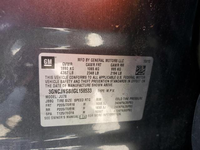 2016 CHEVROLET TRAX LS 3GNCJNSB8GL158533