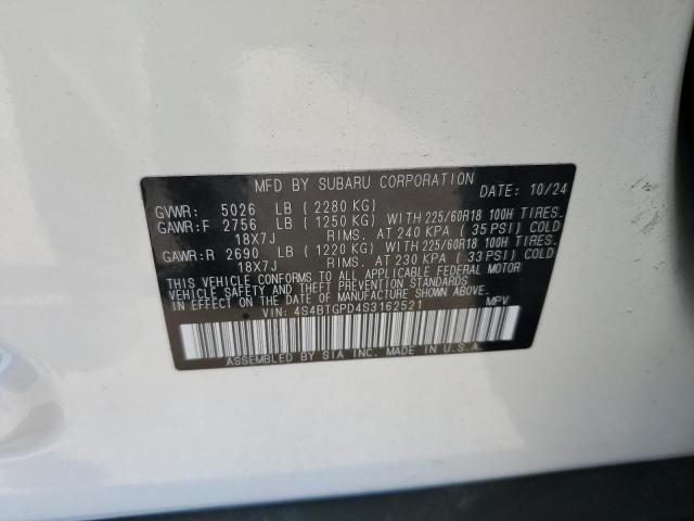 2025 SUBARU OUTBACK TO 4S4BTGPD4S3162521