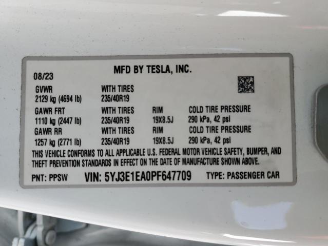 2023 TESLA MODEL 3 5YJ3E1EA0PF647709