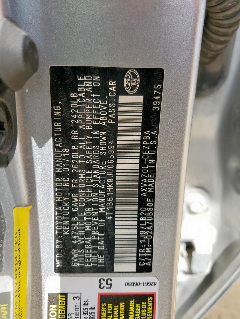 2018 TOYOTA CAMRY XSE 4T1B61HK8JU065994