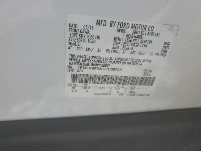 2016 FORD EXPLORER L - 1FM5K8F82GGD09798
