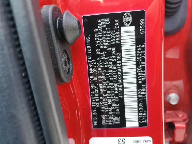 2021 TOYOTA CAMRY XSE 4T1K61AK8MU468162
