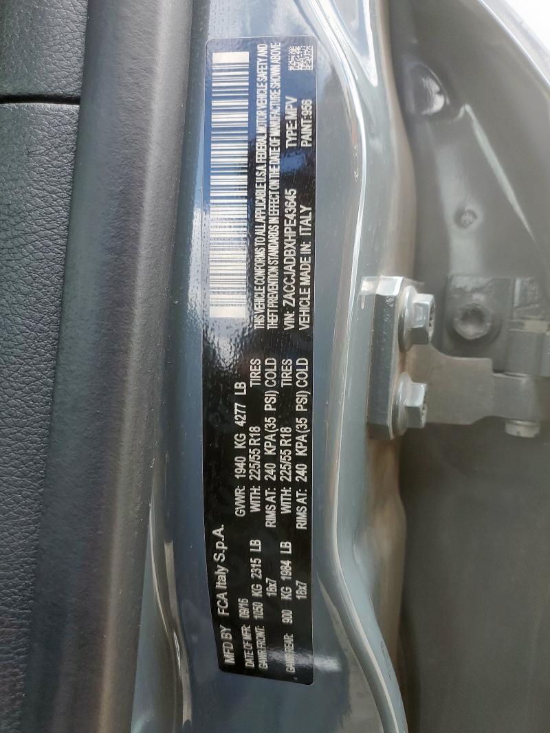 2017 JEEP RENEGADE L - ZACCJADBXHPE43645