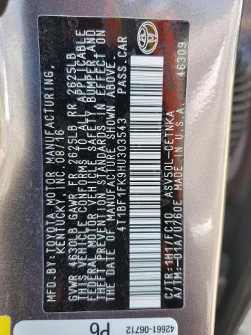 2017 TOYOTA CAMRY LE 4T1BF1FK9HU303543