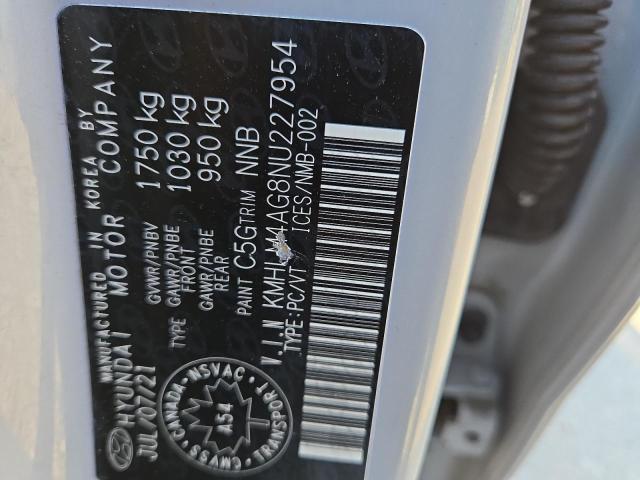 2022 HYUNDAI ELANTRA SEL KMHLM4AG8NU227954