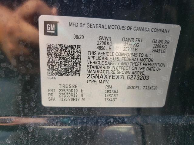2020 CHEVROLET EQUINOX PR 2GNAXYEX7L6273203