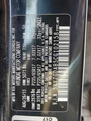 2012 HYUNDAI SANTA FE GLS - 5XYZGDAB5CG102158