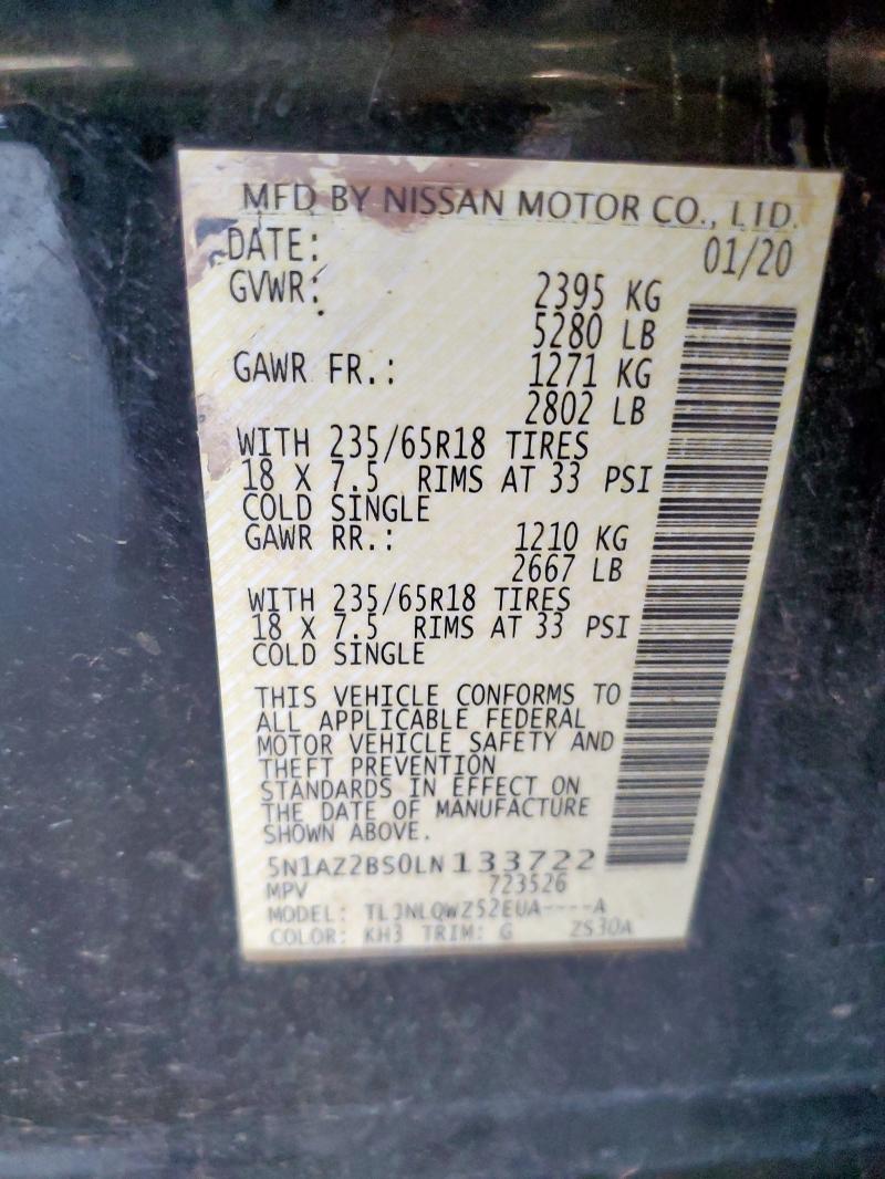 2020 NISSAN MURANO SV 5N1AZ2BS0LN133722