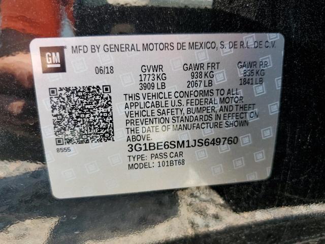 2018 CHEVROLET CRUZE LT 3G1BE6SM1JS649760