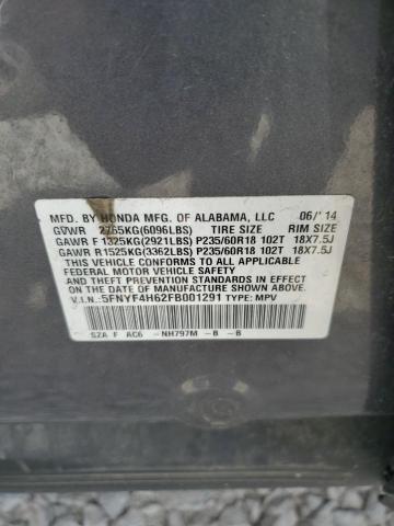 2015 HONDA PILOT EXL - 5FNYF4H62FB001291