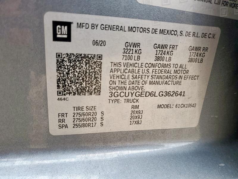 2020 CHEVROLET SILVERADO - 3GCUYGED6LG362641