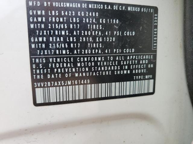 2018 VOLKSWAGEN TIGUAN SE - 3VV2B7AX5JM161449