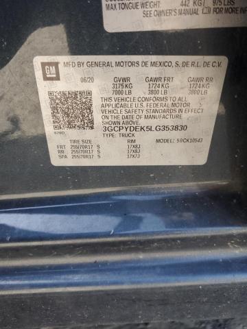 2020 CHEVROLET SILVERADO - 3GCPYDEK5LG353830