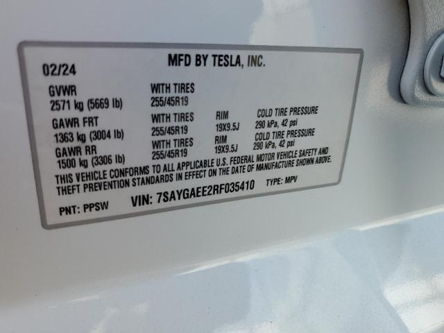 2024 TESLA MODEL Y 7SAYGAEE2RF035410