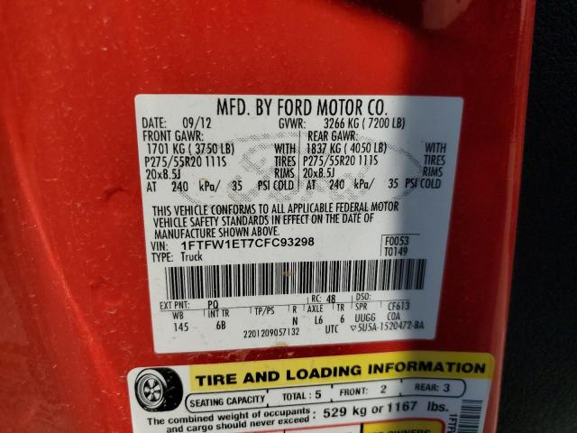 2012 FORD F150 SUPER - 1FTFW1ET7CFC93298