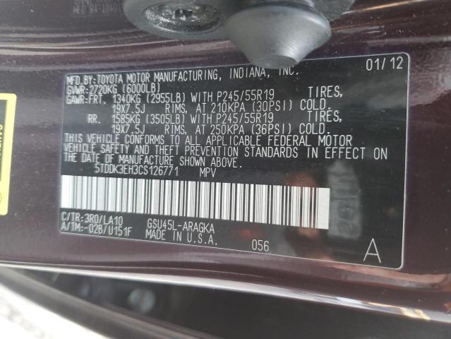 2012 TOYOTA HIGHLANDER - 5TDDK3EH3CS126771