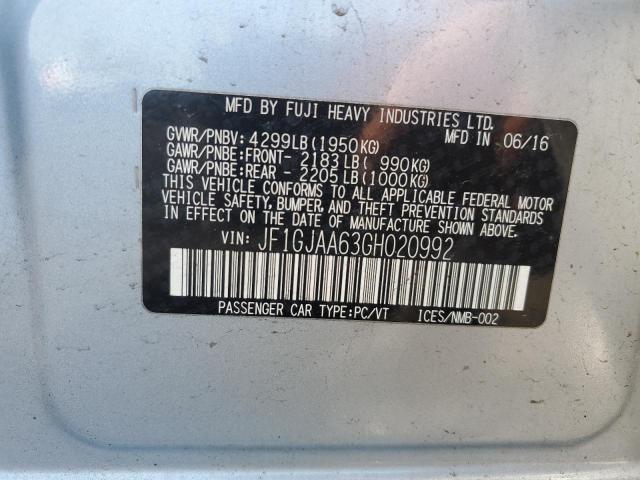 2016 SUBARU IMPREZA JF1GJAA63GH020992