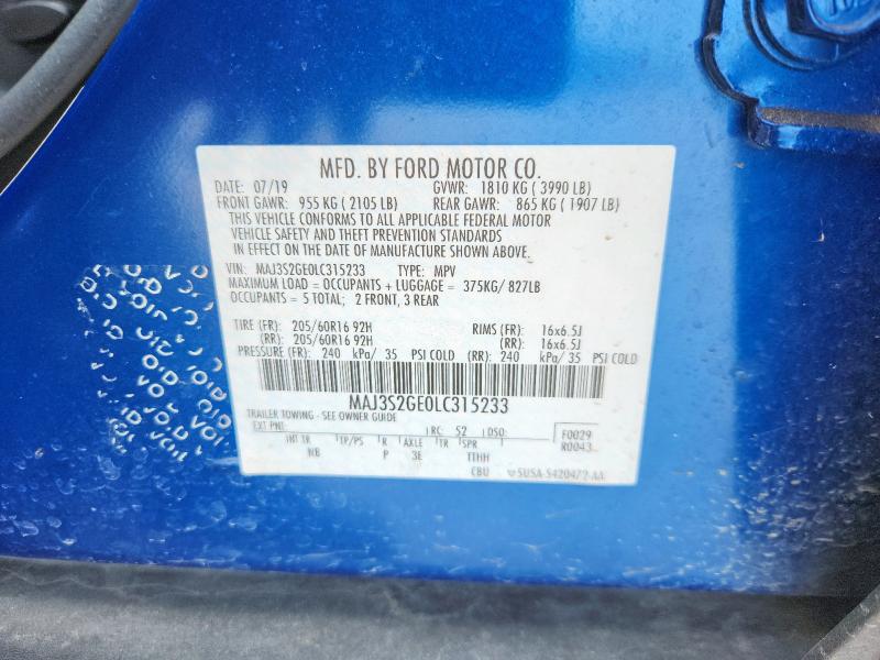 2020 FORD ECOSPORT S MAJ3S2GE0LC315233