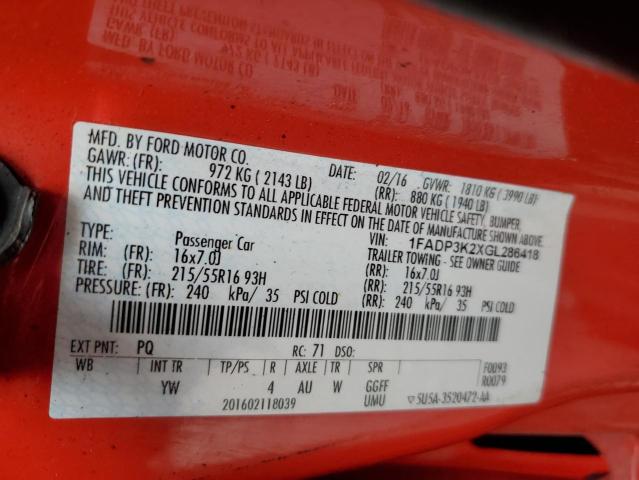 2016 FORD FOCUS SE 1FADP3K2XGL286418