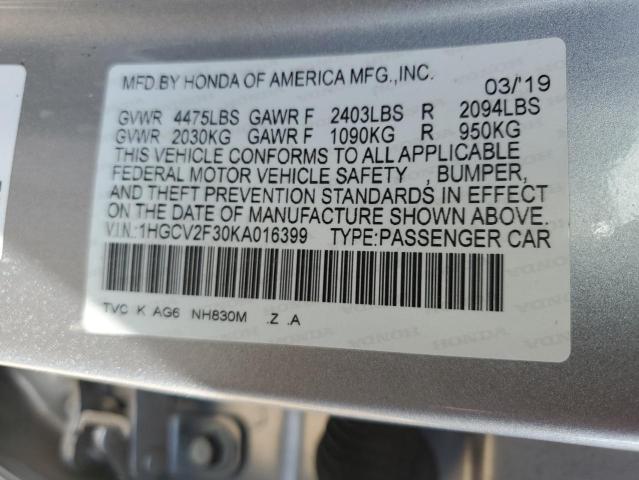 2019 HONDA ACCORD SPO 1HGCV2F30KA016399