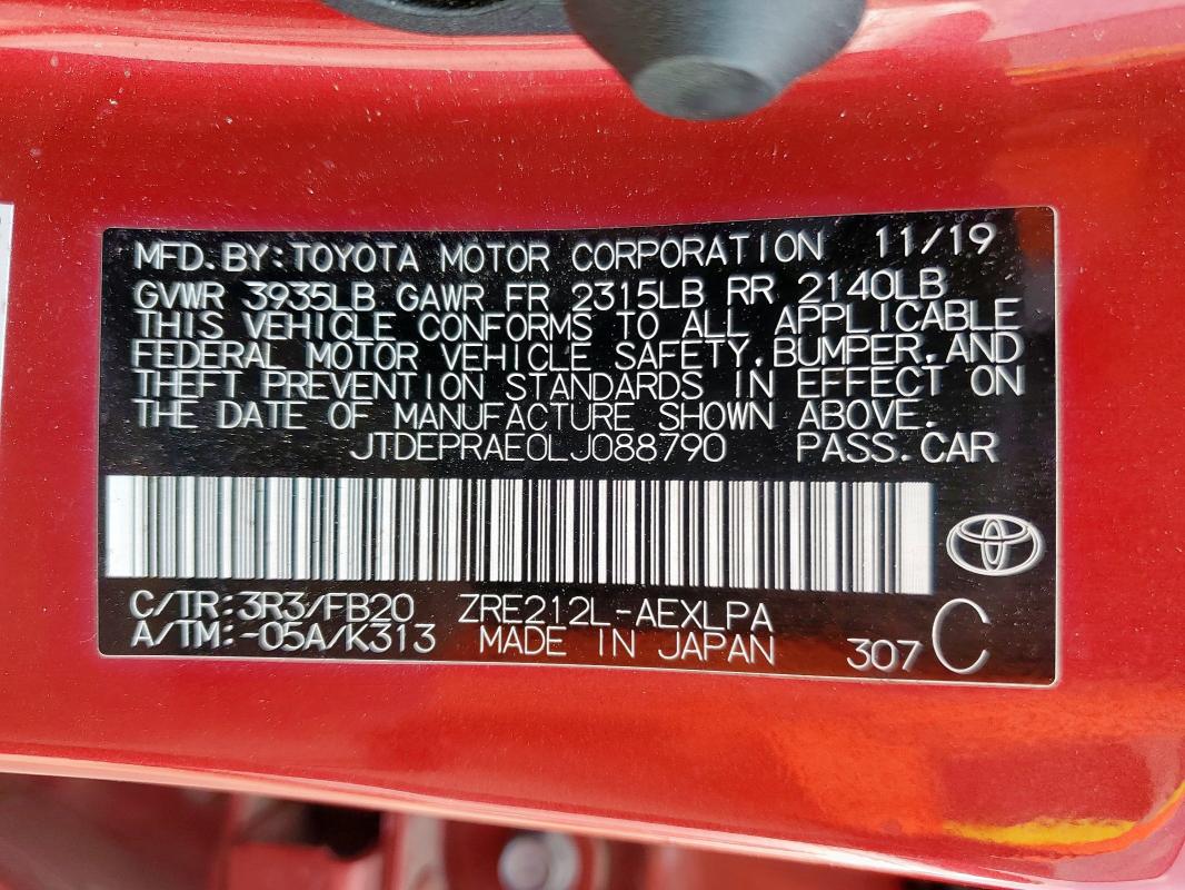 2020 TOYOTA COROLLA LE - JTDEPRAE0LJ088790