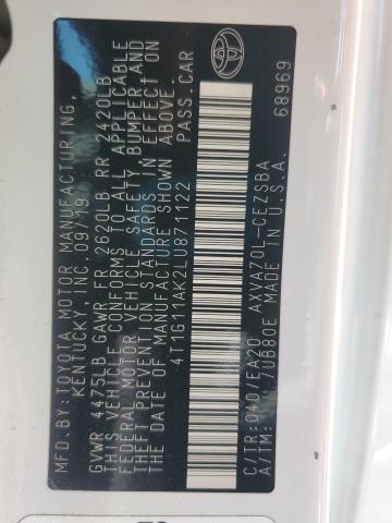 2020 TOYOTA CAMRY SE 4T1G11AK2LU871122