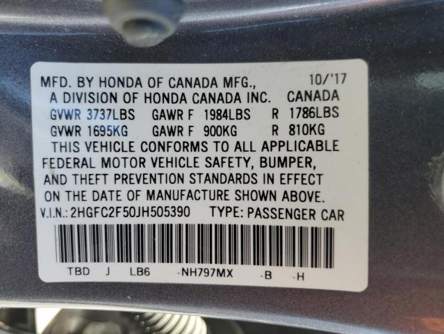 2018 HONDA CIVIC LX 2HGFC2F50JH505390