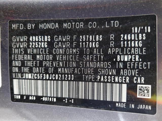 2018 HONDA CLARITY TO JHMZC5F30JC021233