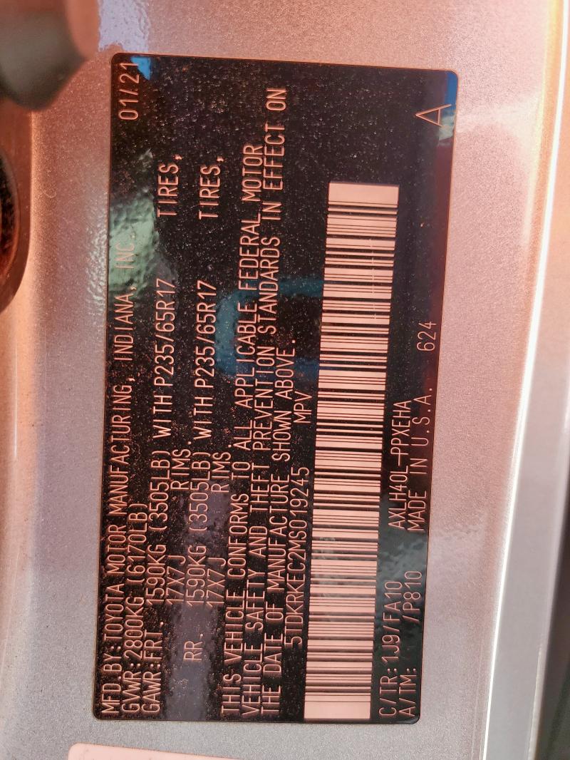 2021 TOYOTA SIENNA LE 5TDKRKEC2MS019245