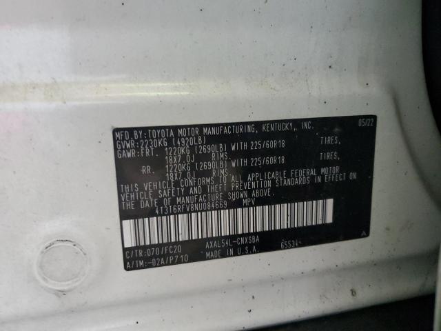 2022 TOYOTA RAV4 SE 4T3T6RFV8NU084669