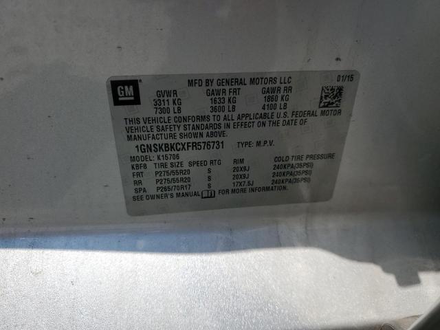 2015 CHEVROLET TAHOE K150 1GNSKBKCXFR576731