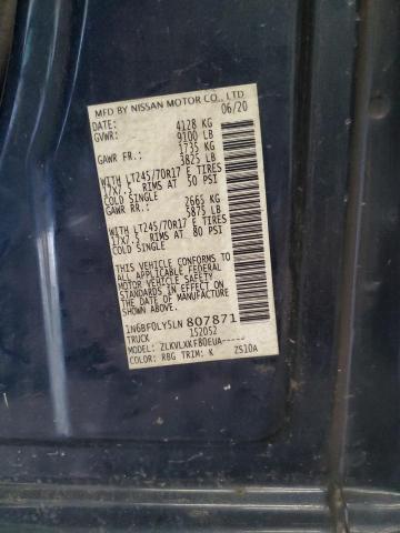 2020 NISSAN NV 2500 S 1N6BF0LY5LN807871