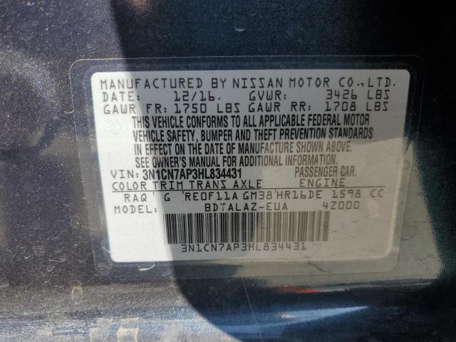 2017 NISSAN VERSA S - 3N1CN7AP3HL834431