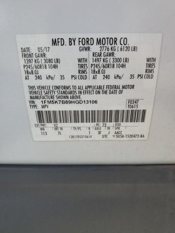 2017 FORD EXPLORER 1FM5K7B89HGD13106
