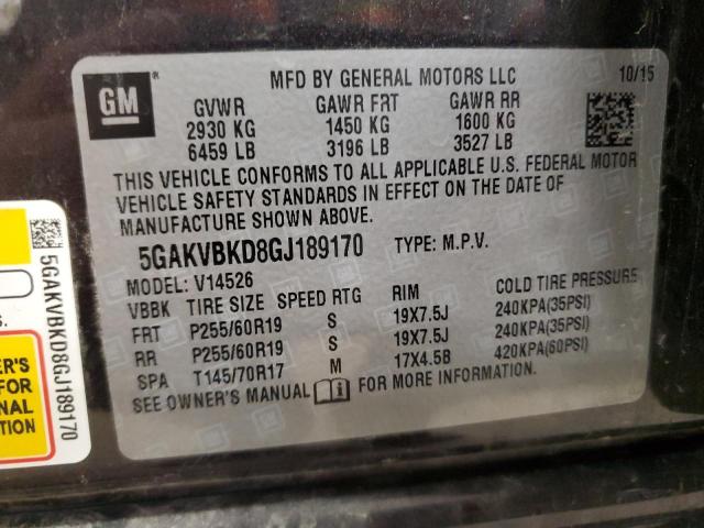 2016 BUICK ENCLAVE 5GAKVBKD8GJ189170