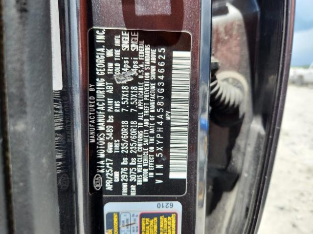 2018 KIA SORENTO EX 5XYPH4A58JG346625