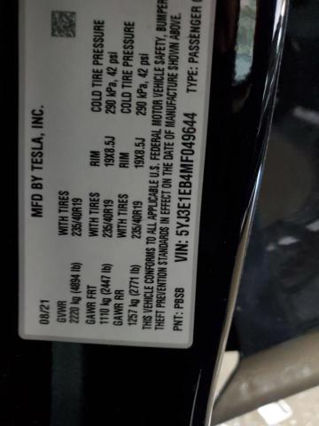2021 TESLA MODEL 3 - 5YJ3E1EB4MF049644
