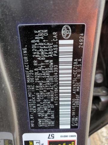 2020 TOYOTA CAMRY SE 4T1G11BK7LU004393