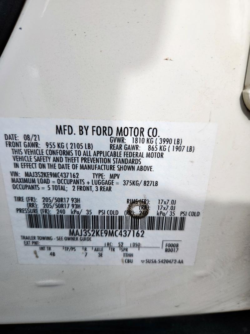 2021 FORD ECOSPORT T MAJ3S2KE9MC437162