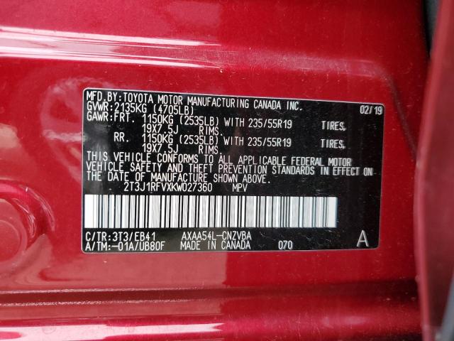 2019 TOYOTA RAV4 ADVEN 2T3J1RFVXKW027360
