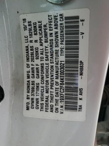 2019 HONDA CIVIC SPOR 19XFC2F84KE003021