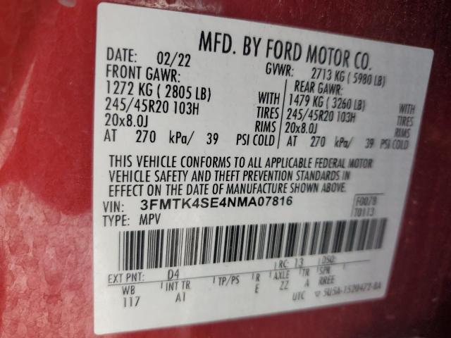 2022 FORD MUSTANG MA - 3FMTK4SE4NMA07816