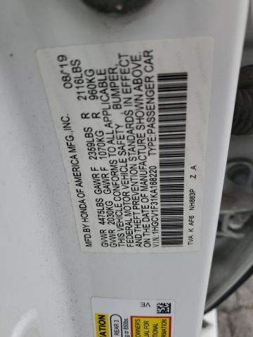 2019 HONDA ACCORD SPO 1HGCV1F31KA168220