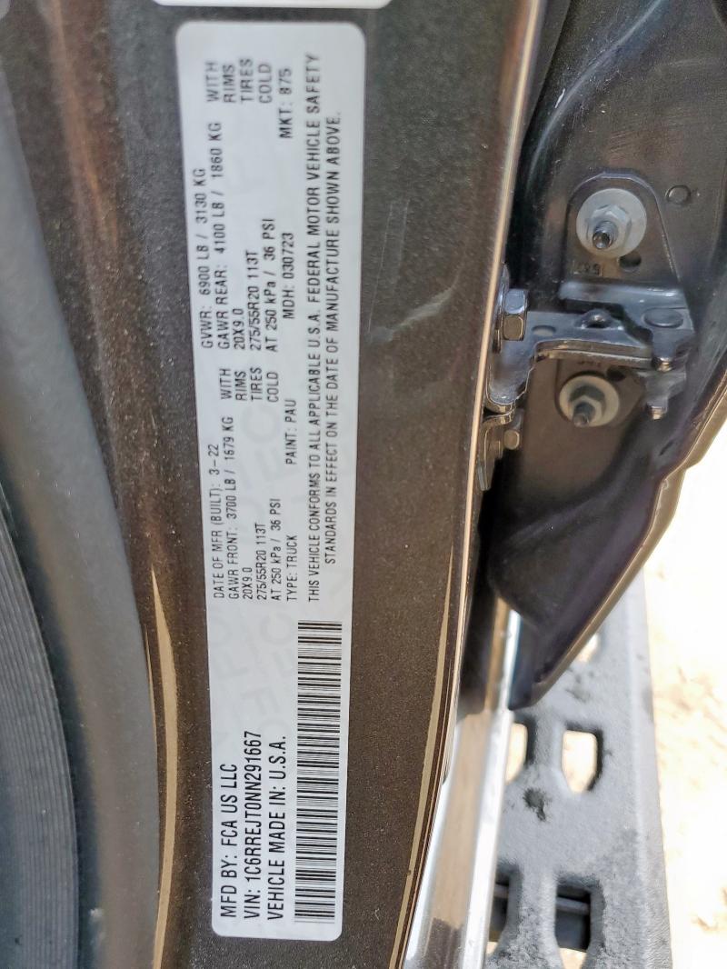 2022 RAM 1500 LARAM 1C6RREJT0NN291667