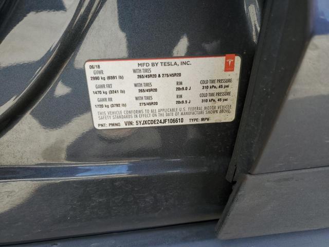 2018 TESLA MODEL X 5YJXCDE24JF106610